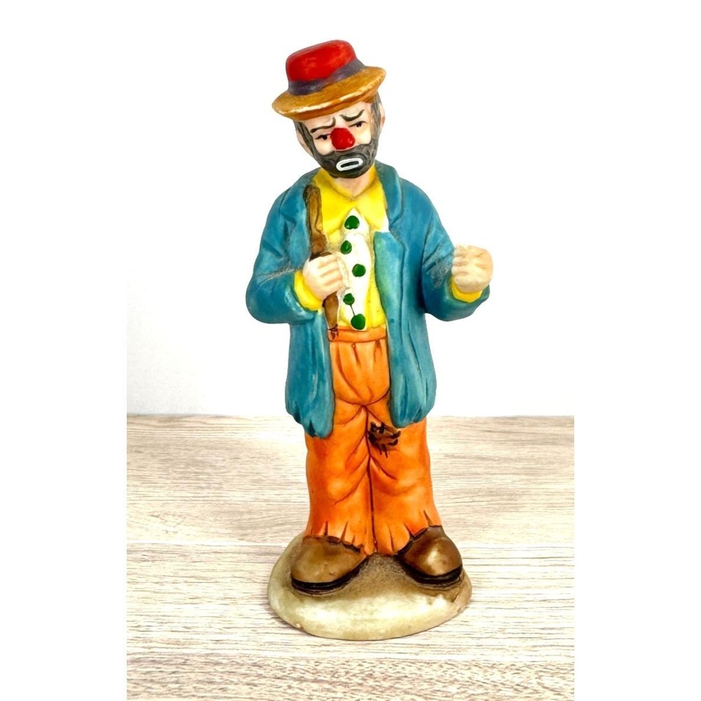 VTG Hobo Clown Figurine Flambro‎ Emmett Kelly Jr Porcelain Circus Statue -READ-